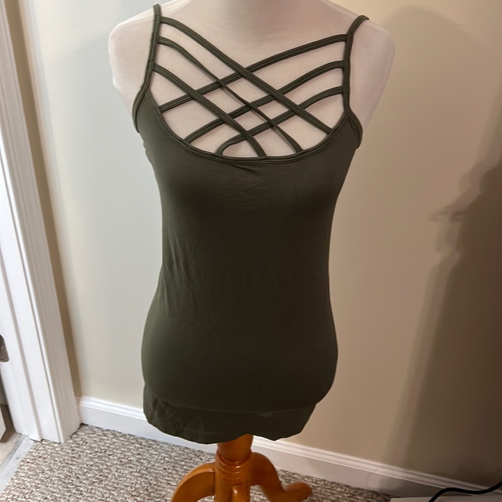 COPY - Zenana green criss cross cami tank, size L/XL